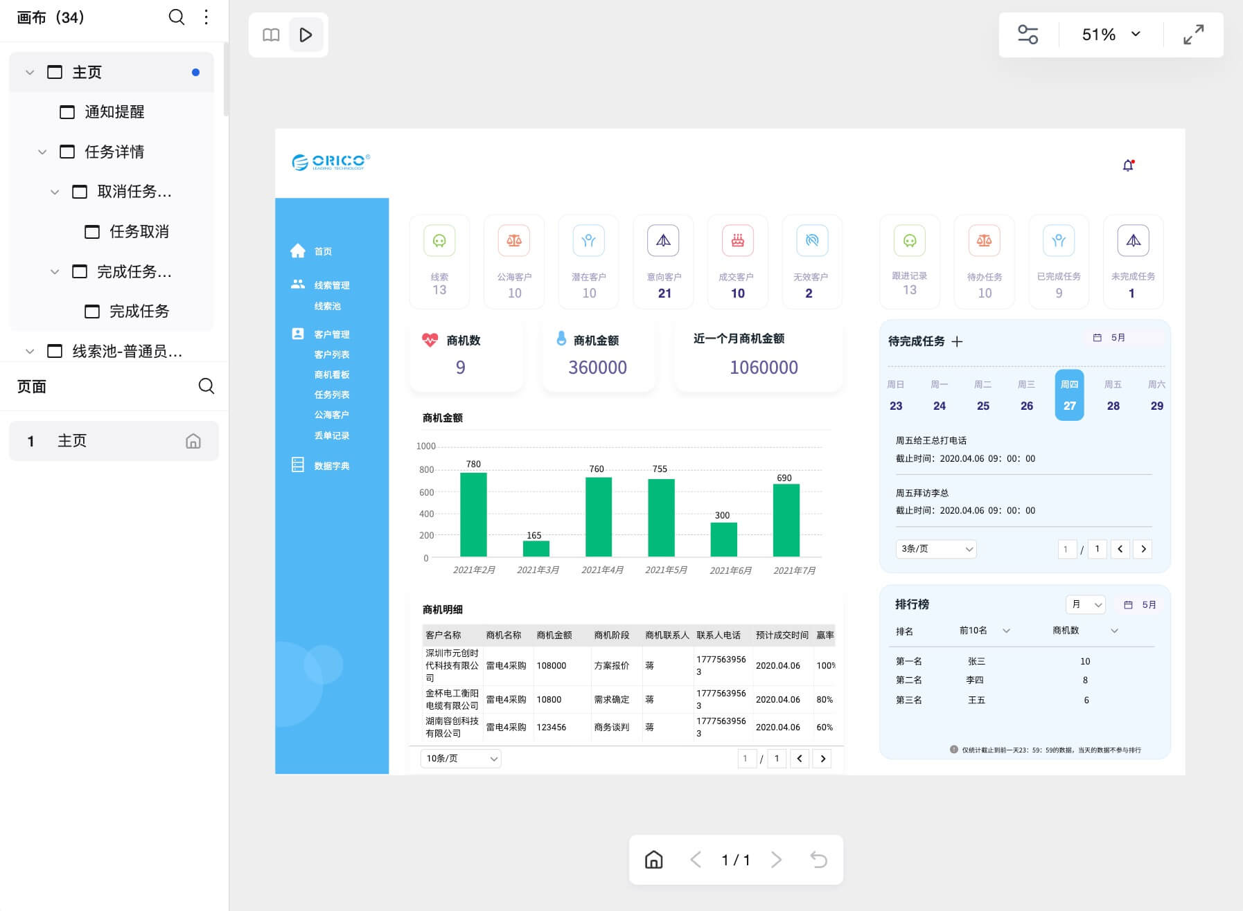 销售CRM系统原型