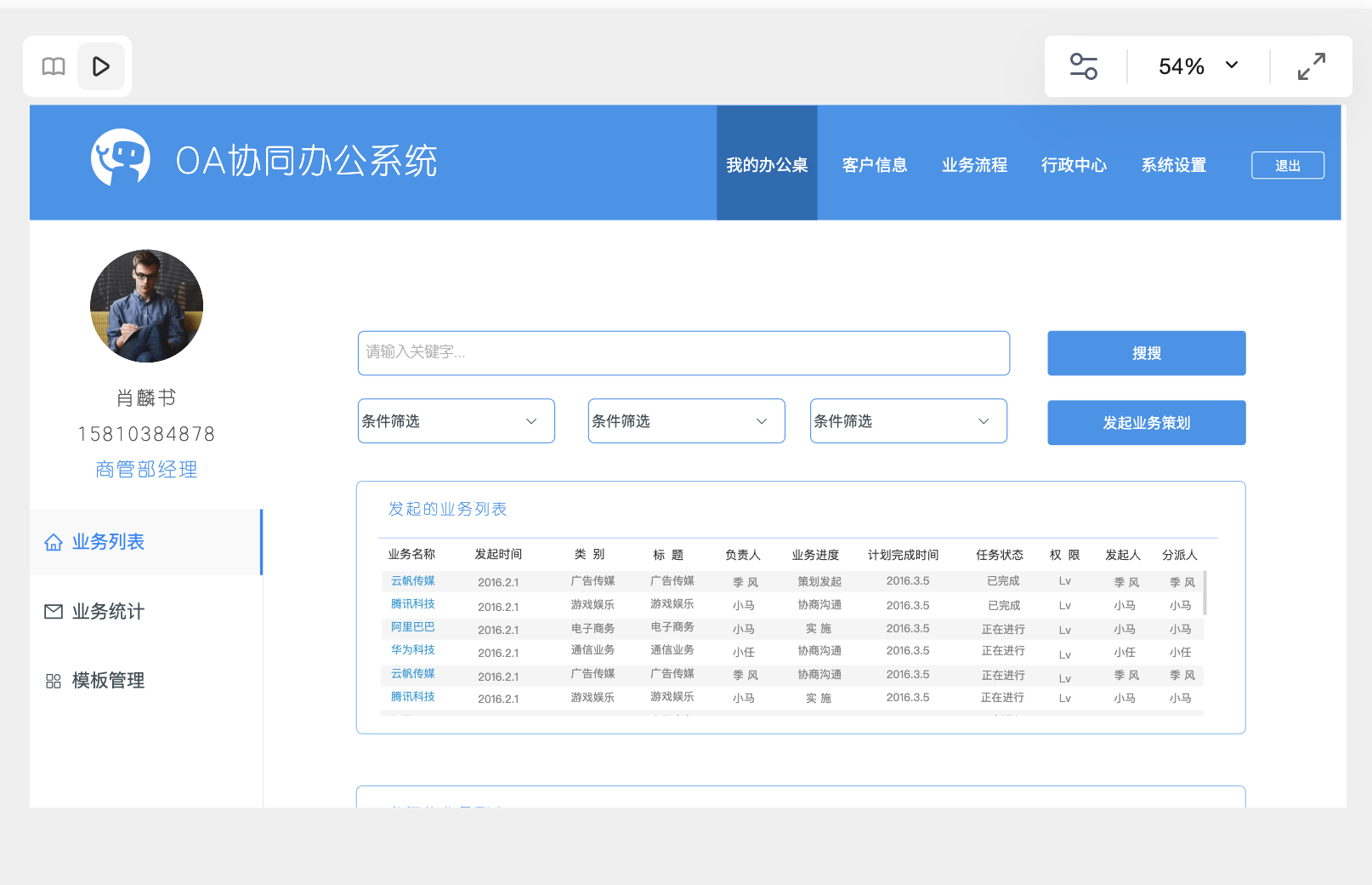 OA办公内部管理使用系统模板系统部分