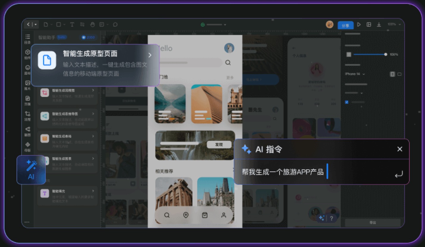 墨刀AI生成原型页面