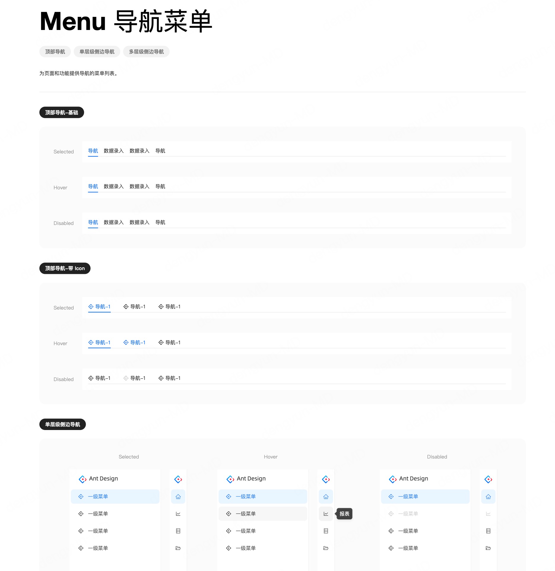 Ant Design导航栏组件