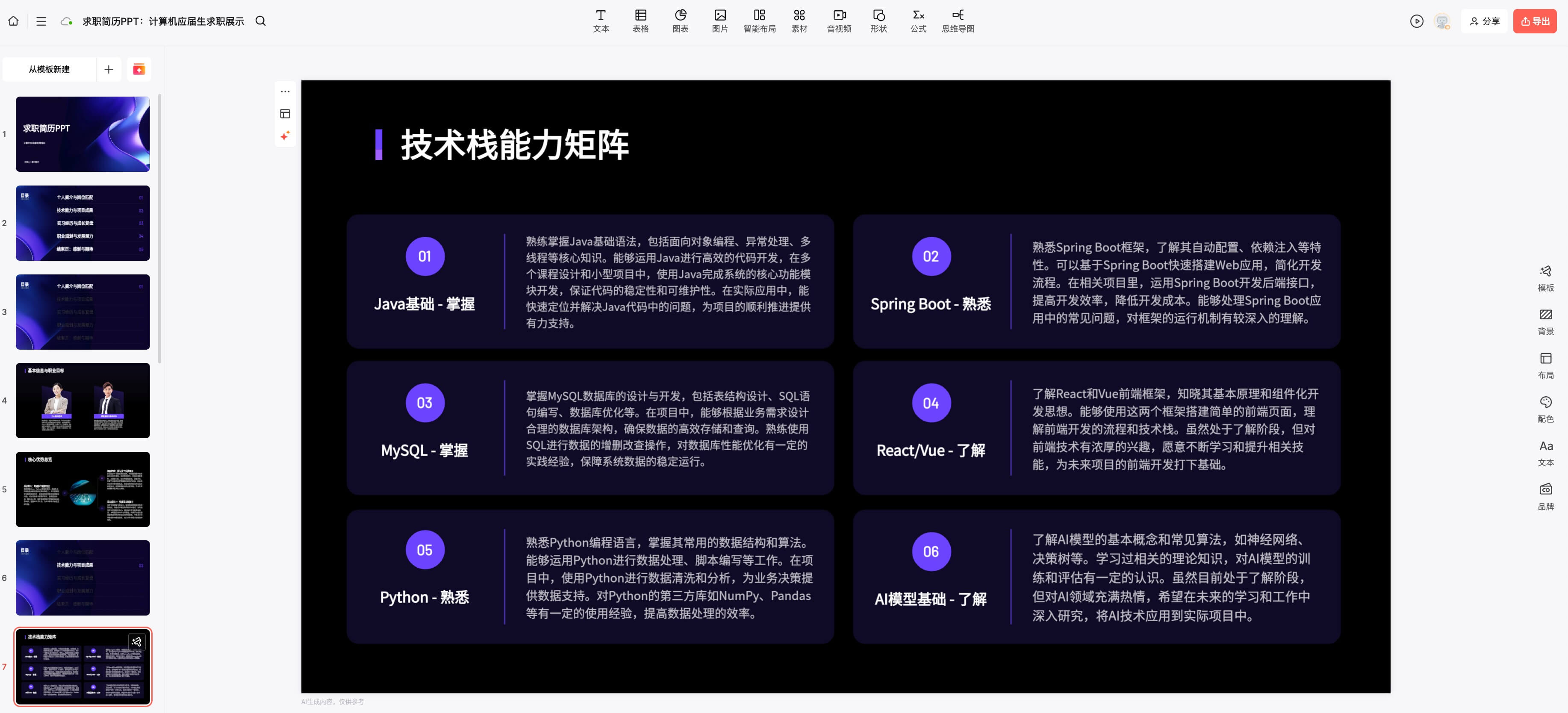 AI生成求职简历PPT的优势