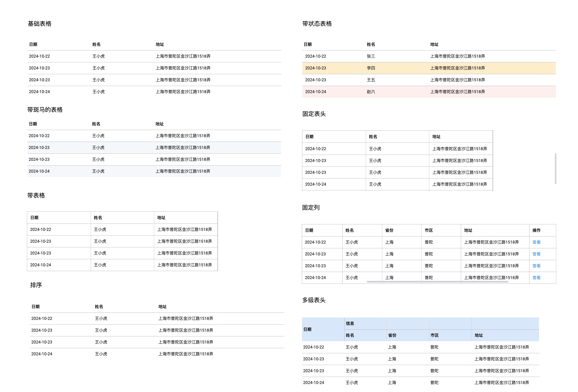 Element表格组件