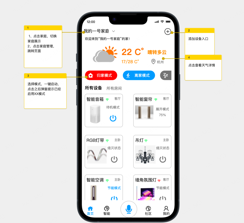智能家居APP原型图