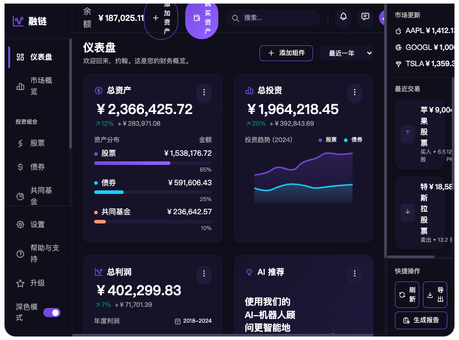 中文版股票数据平台原型模板