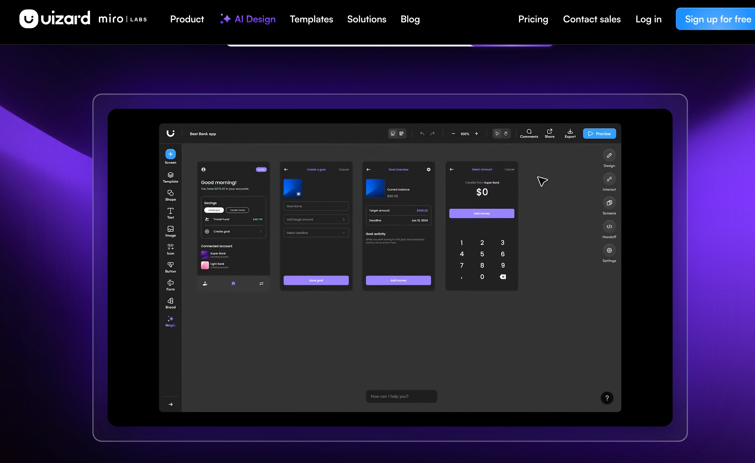 Uizard AI生成网页原型图工具