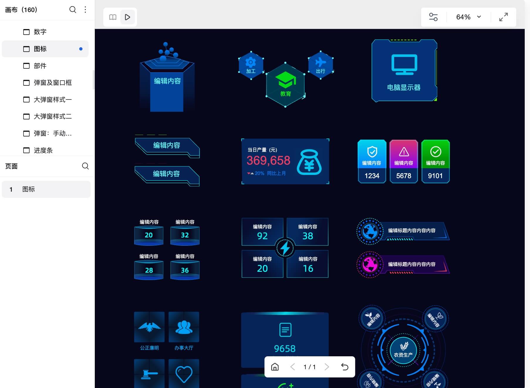 可视化大屏组件库模板分享