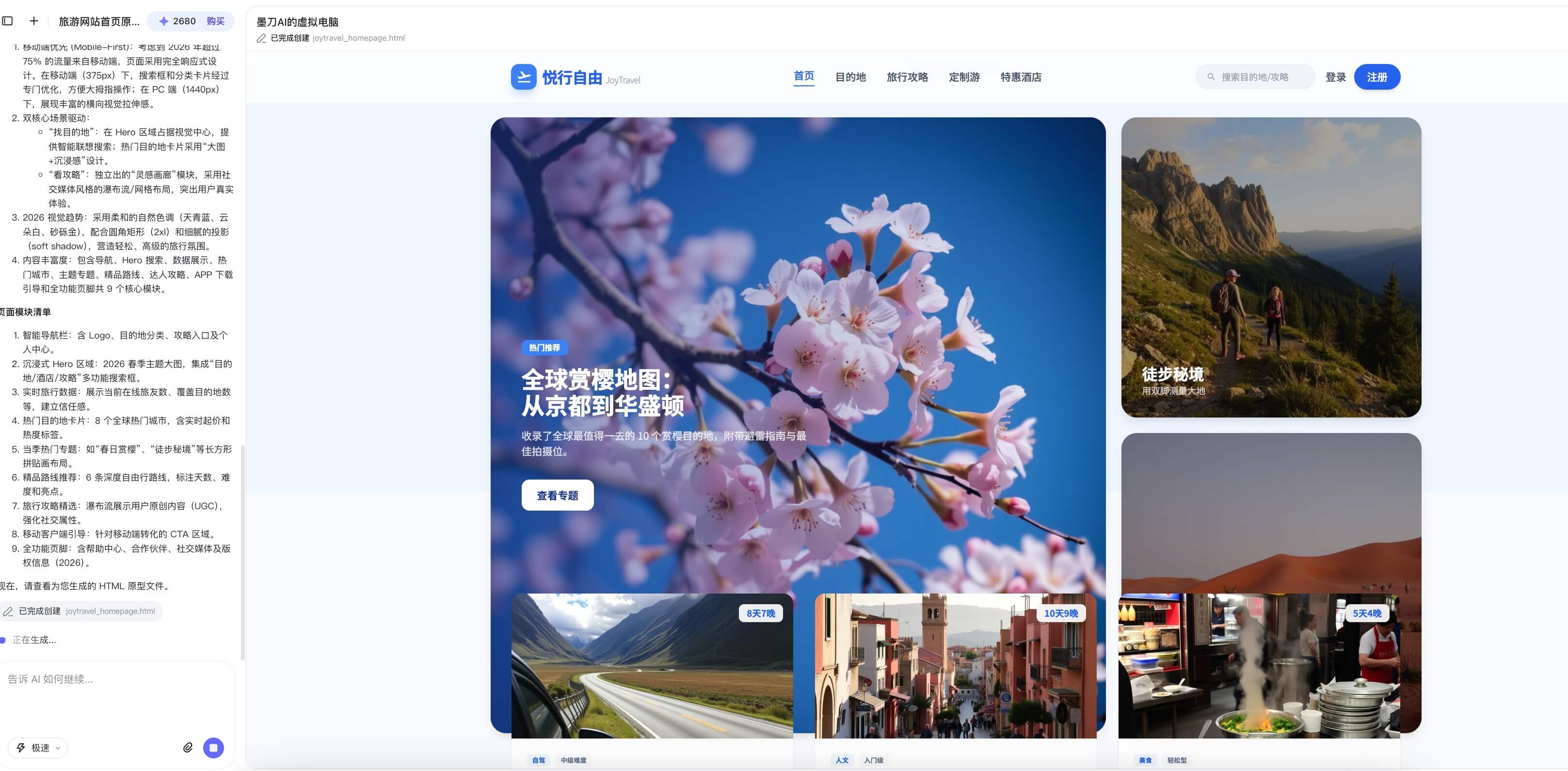 AI生成网页原型